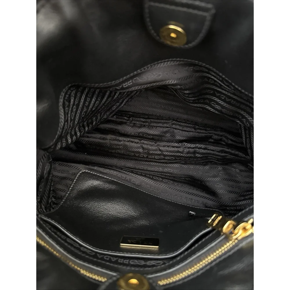 NWT PRADA Black Glace Calf Leather Shopping Tote Bag Purse ALL INCLUSIVE COA BAG - Picture 16 of 16